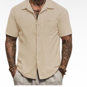 Herberton Cuban Shirt Sz XL Tan Men